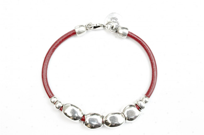 Pulsera cuero y pepitas