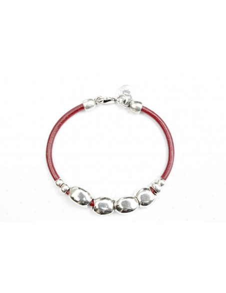 Pulsera cuero y pepitas