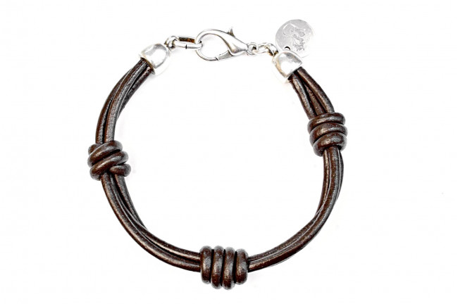 Pulsera cuero 3 nudos