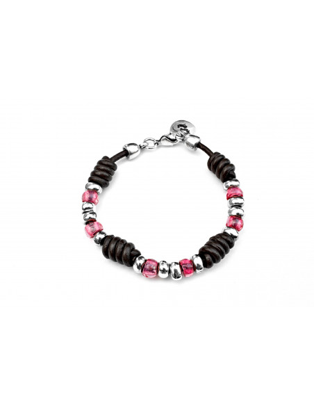 Pulsera Cuero y Bolitas