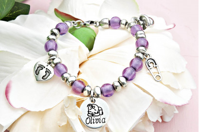 PULSERA BEBÉ NOMBRE BOLITAS...