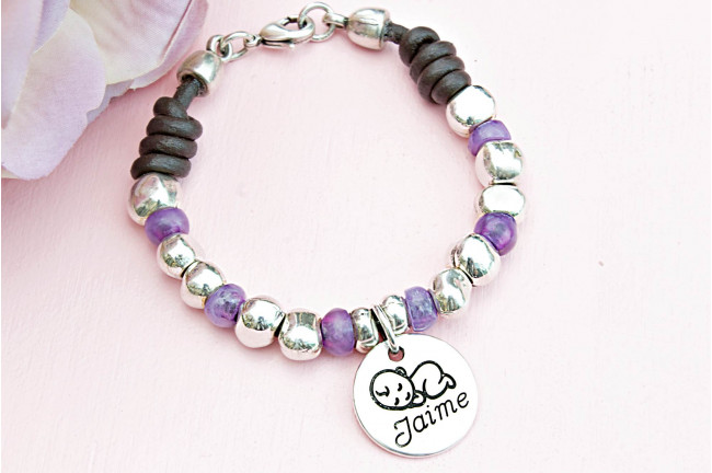 Pulsera Bebé Nombre Pepitas y Nudos Niño