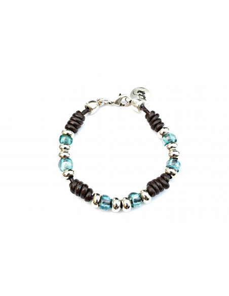 Pulsera Cuero y Bolitas