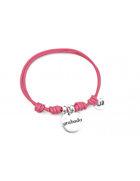 Pulsera cuero nudos corredizos con medalla