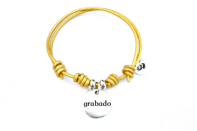 Pulsera cuero nudos corredizos con...