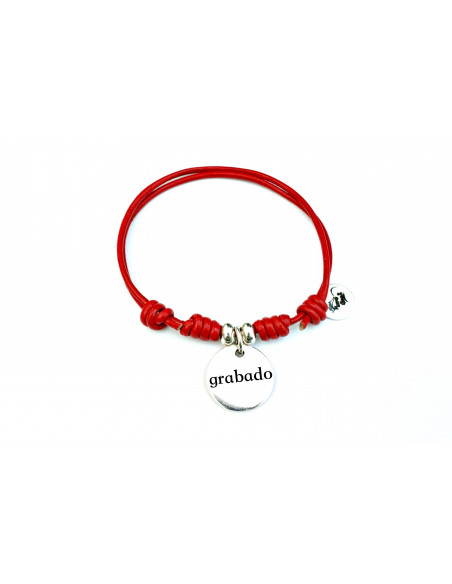 Pulsera cuero nudos corredizos con medalla