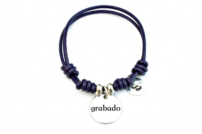 Pulsera cuero nudos corredizos con...
