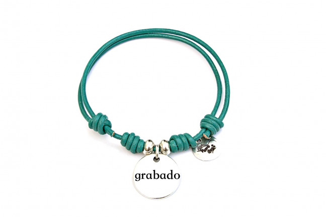 Pulsera cuero nudos corredizos con...