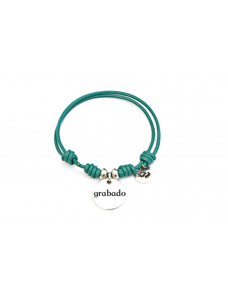 Pulsera cuero nudos corredizos con medalla