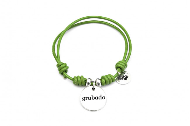Pulsera cuero nudos corredizos con...