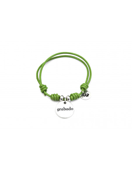 Pulsera cuero nudos corredizos con medalla