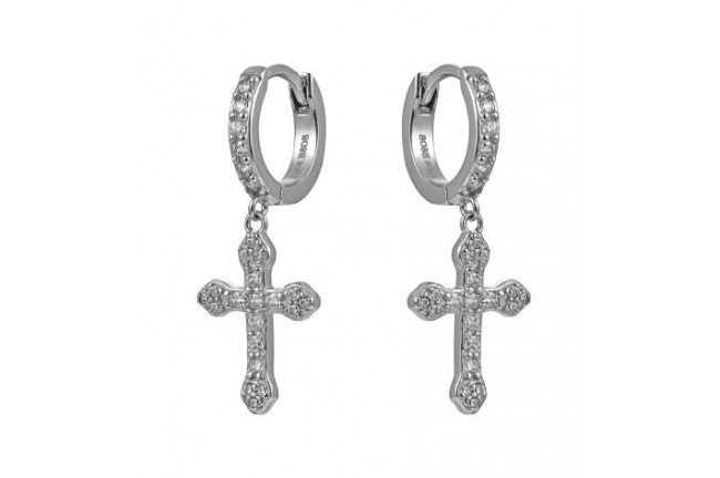 Pendientes cruz circonita