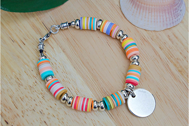 Pulsera discos medalla- cálida