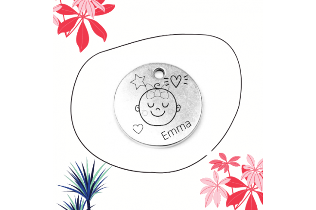 Medalla cara bebé nombre