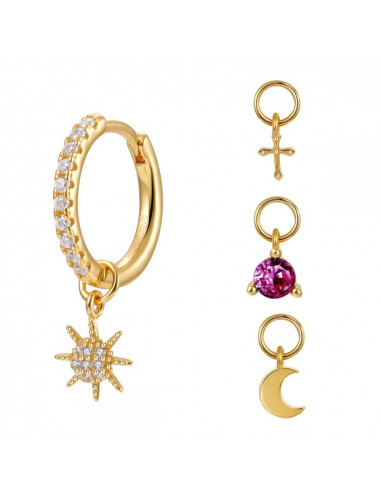 Pendientes  Oro y Circonitas 4 Charms