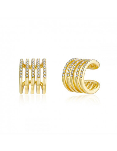 Ear Cuff Ancho Oro y Circonitas