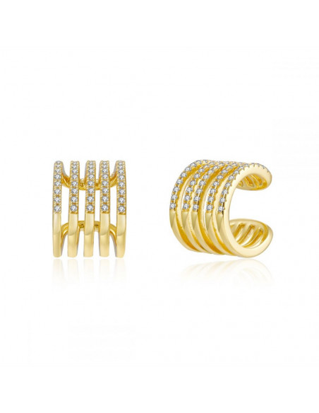 Ear Cuff Ancho Oro y Circonitas