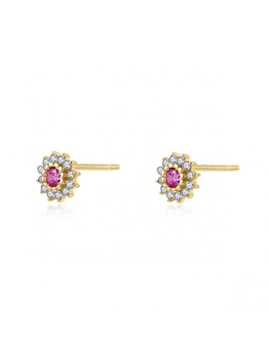 Pendientes mini roseta fucsia