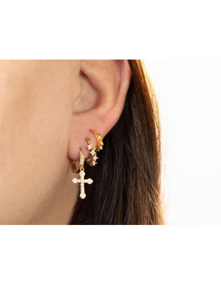 Pendientes cruz circonita