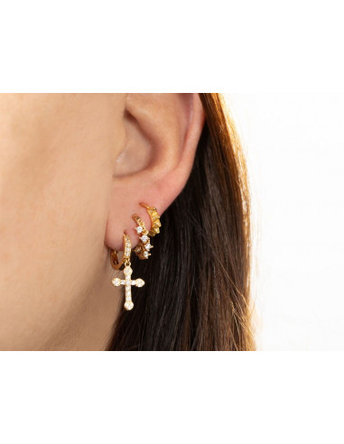 Pendientes cruz circonita