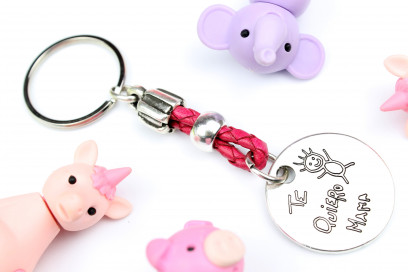 LLAVERO cuero trenzado CON DIBUJO HECHO POR LOS NIÑOS 2