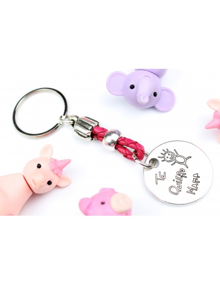 LLAVERO cuero trenzado CON DIBUJO HECHO POR LOS NIÑOS1