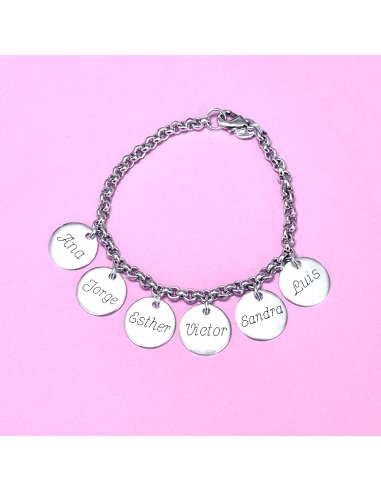 pulsera medallas nombre personalizada