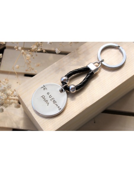 LLAVERO CUERO TRENZADO NEGRO HECHO POR TU HIJO